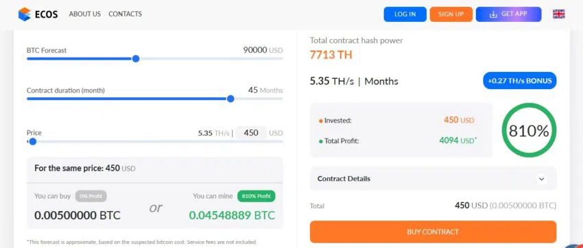 cloud mining Ecos