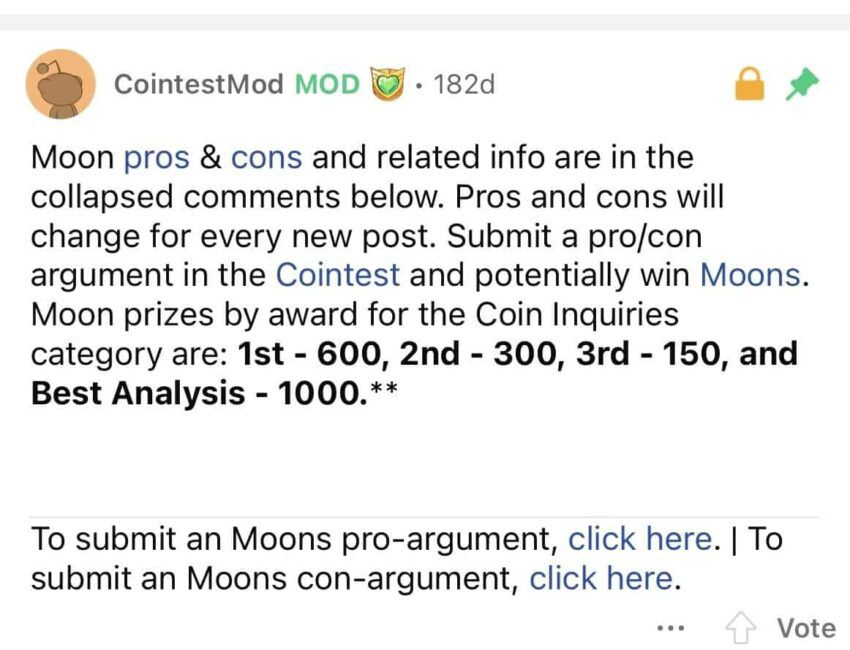 ตัวอย่างของวิธีการที่จะได้รับ Reddit Moons