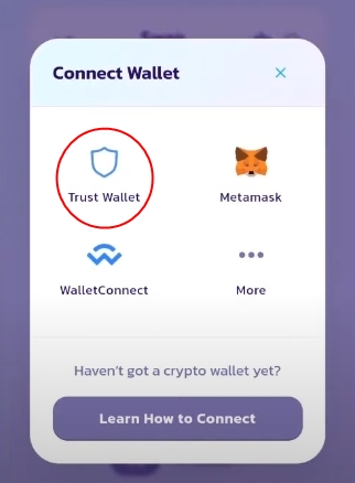 จากนั้น เลือกเชื่อมต่อไปที่ Trust Wallet