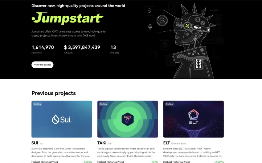Jumpstart บริการที่คุณสามารถค้นหาโปรเจกต์ต่างๆ และลงทุนได้ด้วยการใช้โทเค็น OKB