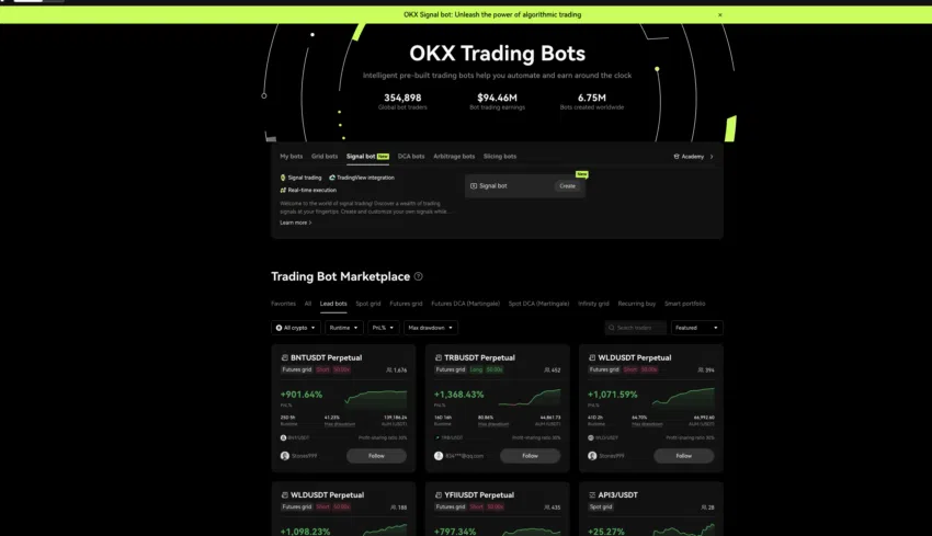 OKX Trading Bots ที่ช่วยให้คุณสามารถทำการซื้อขายโดยการใช้อัลกอริทึมได้
